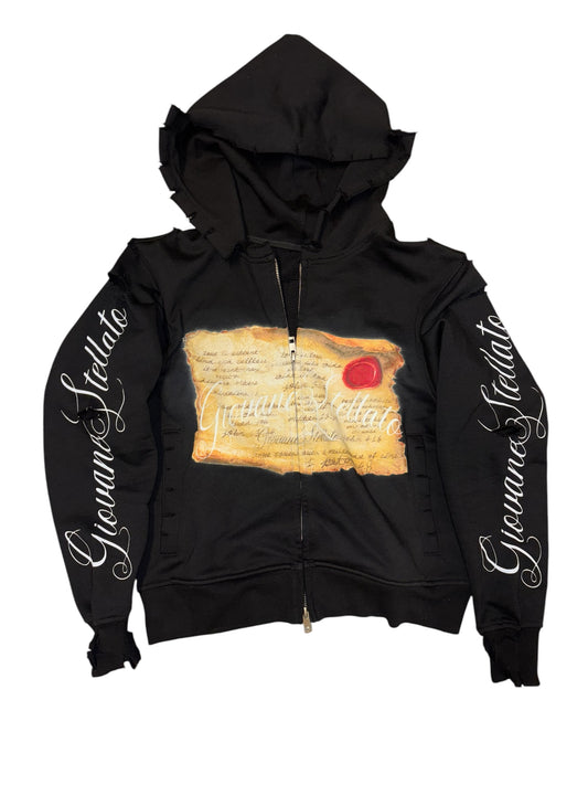 “Love Letters” cropped zip up